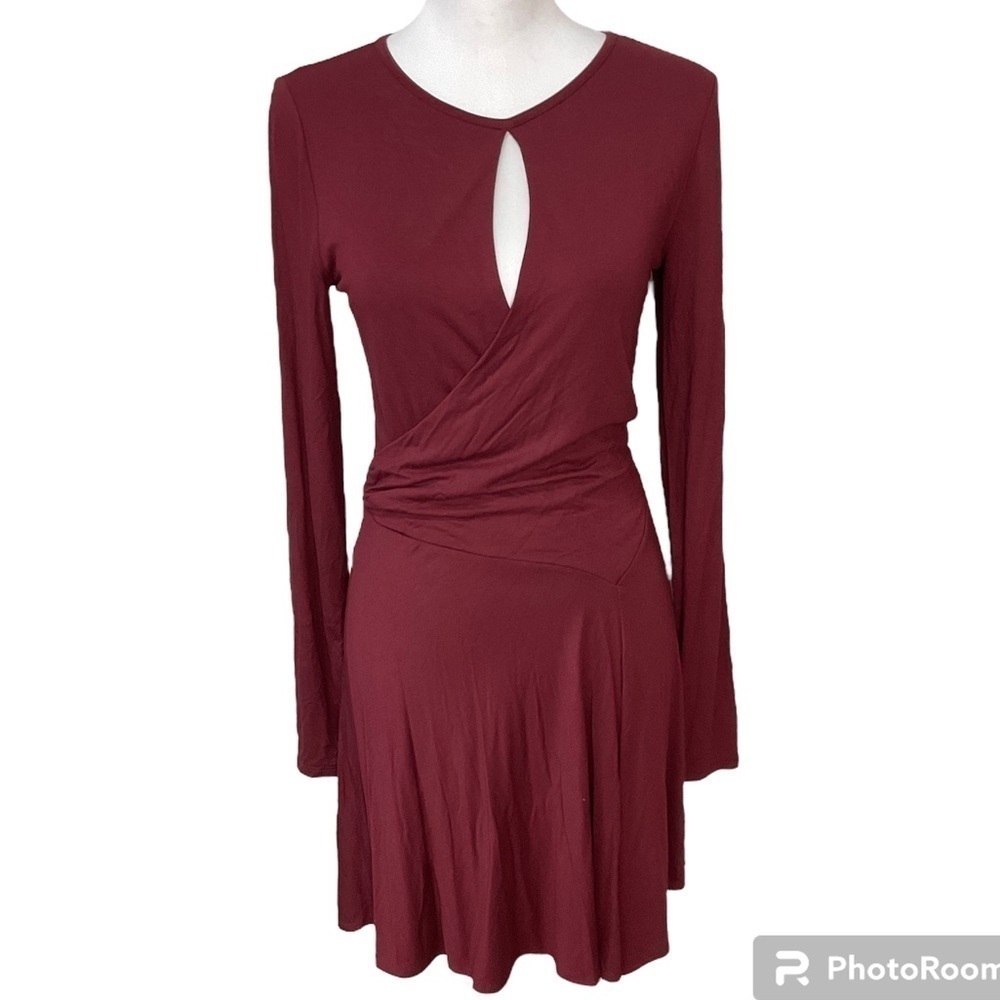 Free People Beach Womens Vance Mini Swing Dress Maroon Fit Flare Size S NEW E2